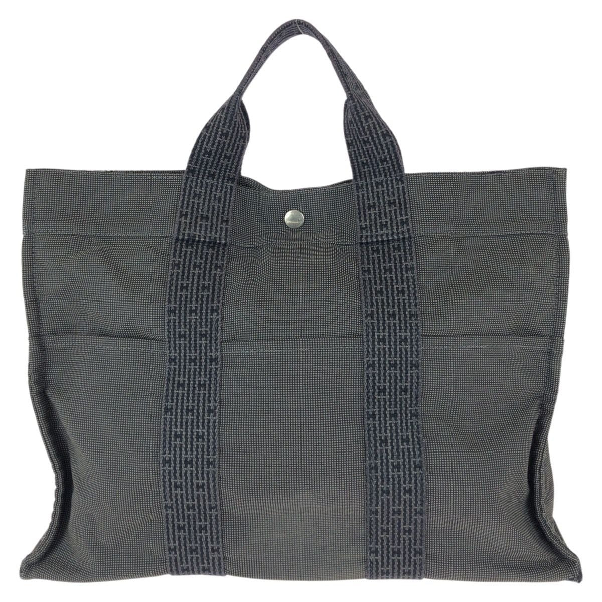 Hermes Her Line MM Gray Silver Canvas Tote