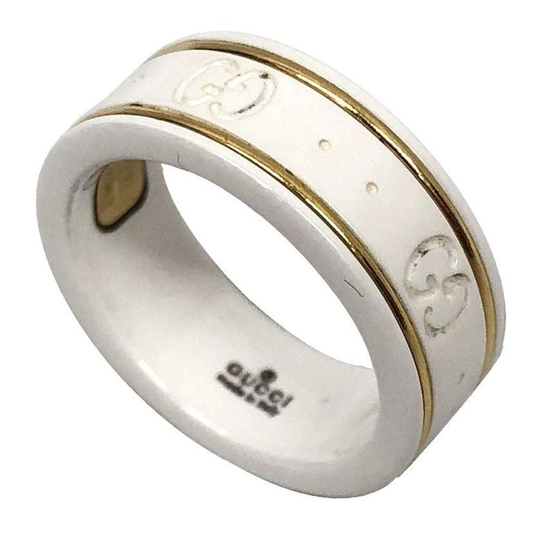 Gucci GG Icon Ring Synthetic Corundum 10 18K Yellow Gold White — view 2