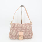 Fendi Zucchino Mamma Bucket Canvas Leather Shoulder Bag — view 2