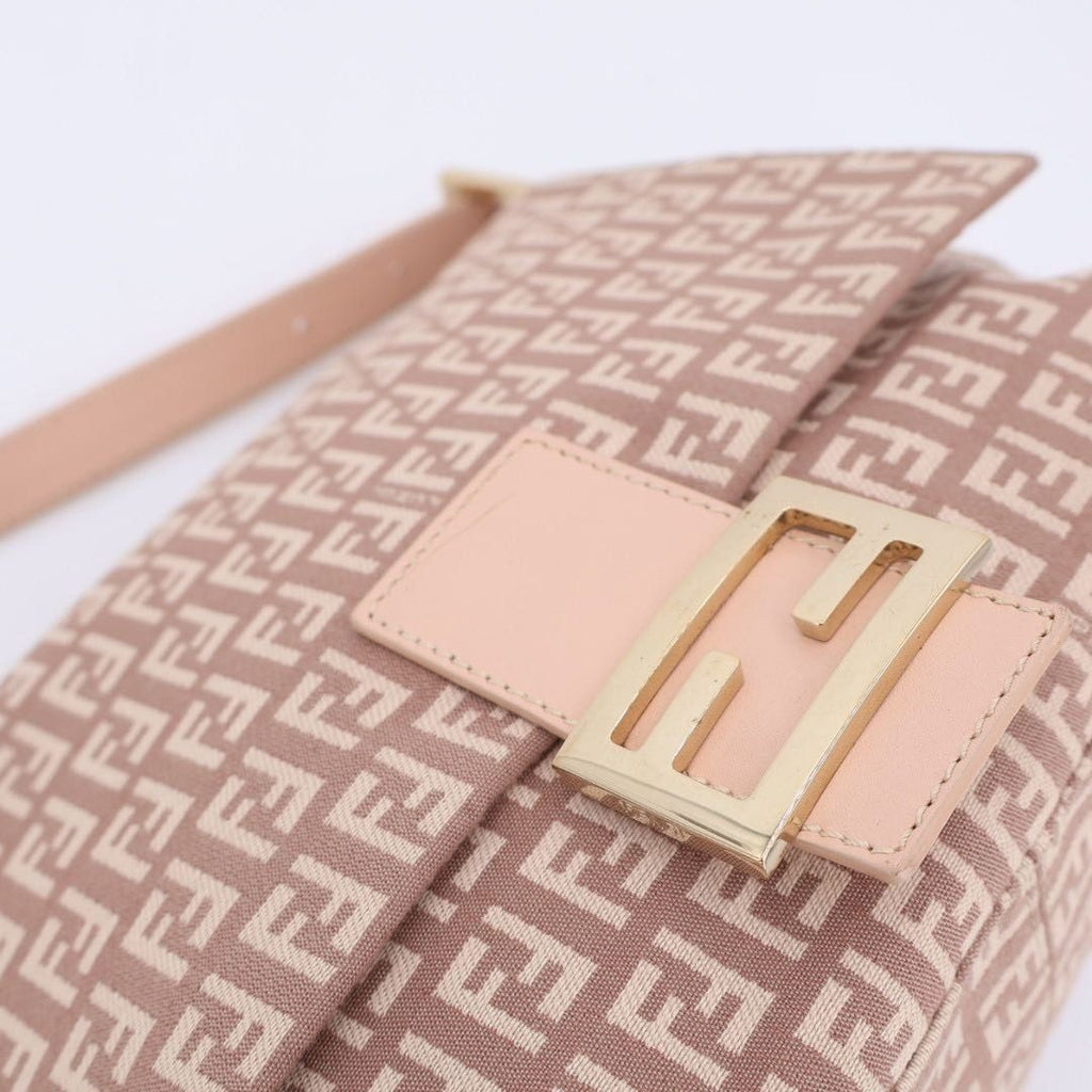 Fendi Zucchino Mamma Bucket Canvas Leather Shoulder Bag — view 5