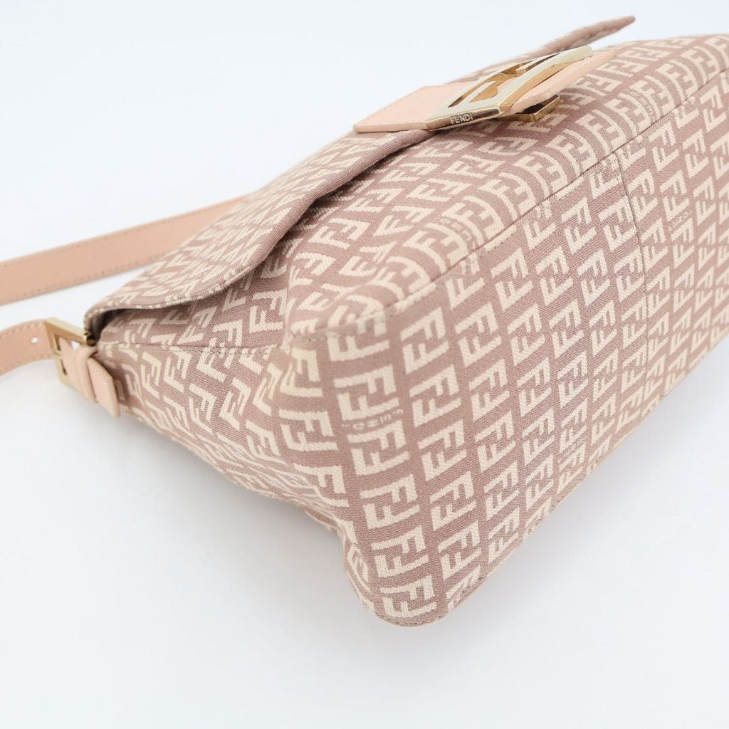 Fendi Zucchino Mamma Bucket Canvas Leather Shoulder Bag — view 6