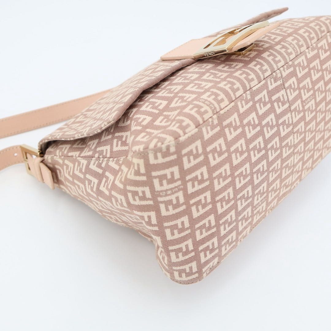 Fendi Zucchino Mamma Bucket Canvas Leather Shoulder Bag — view 6