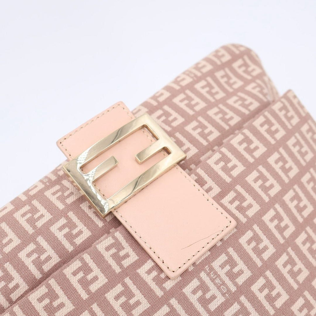 Fendi Zucchino Mamma Bucket Canvas Leather Shoulder Bag — view 9