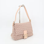 Fendi Zucchino Mamma Bucket Canvas Leather Shoulder Bag
