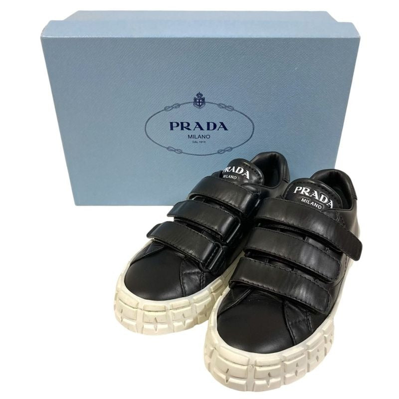 Prada Leather Velcro Sneakers Size 34.5 Black White