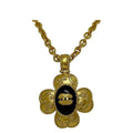 Chanel Necklace Gold Black Coco Mark GP 06