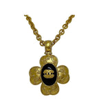 Chanel Necklace Gold Black Coco Mark GP 06