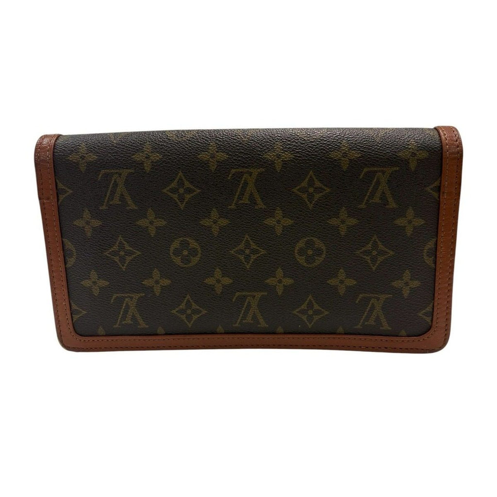 Louis Vuitton Monogram Pochette Dam Brown Gold Leather Clutch — view 2