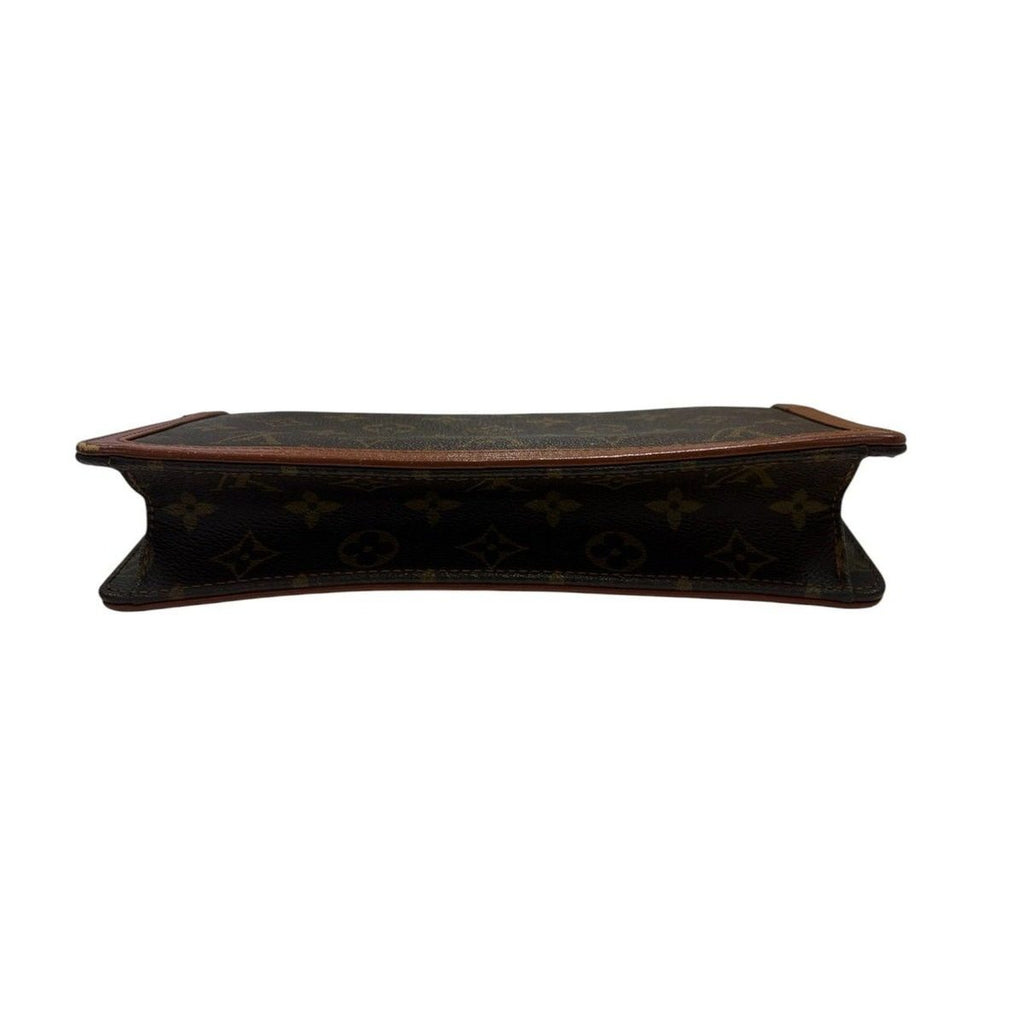 Louis Vuitton Monogram Pochette Dam Brown Gold Leather Clutch — view 3