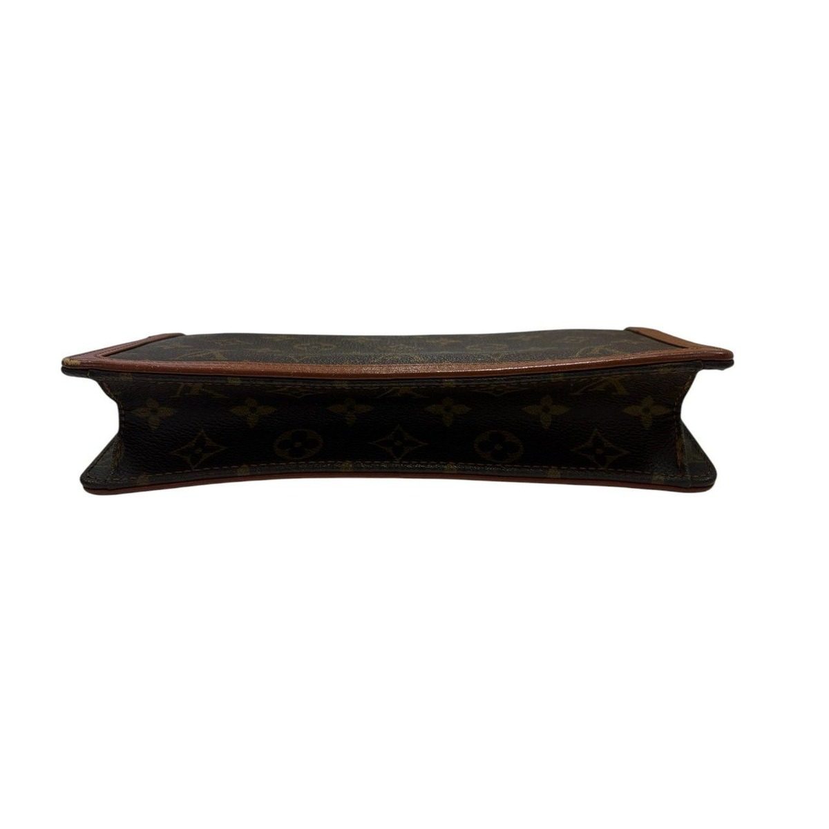 Louis Vuitton Monogram Pochette Dam Brown Gold Leather Clutch — view 3