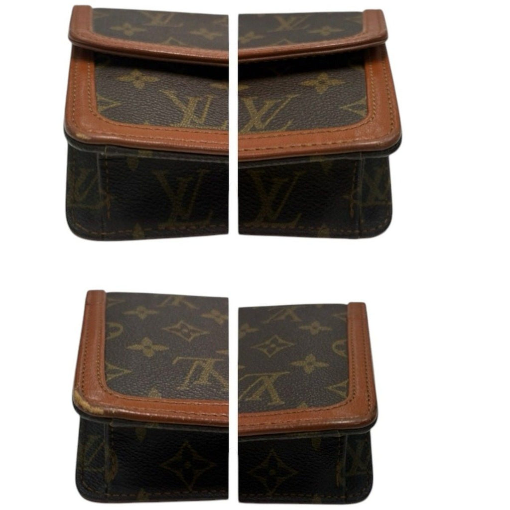 Louis Vuitton Monogram Pochette Dam Brown Gold Leather Clutch — view 5
