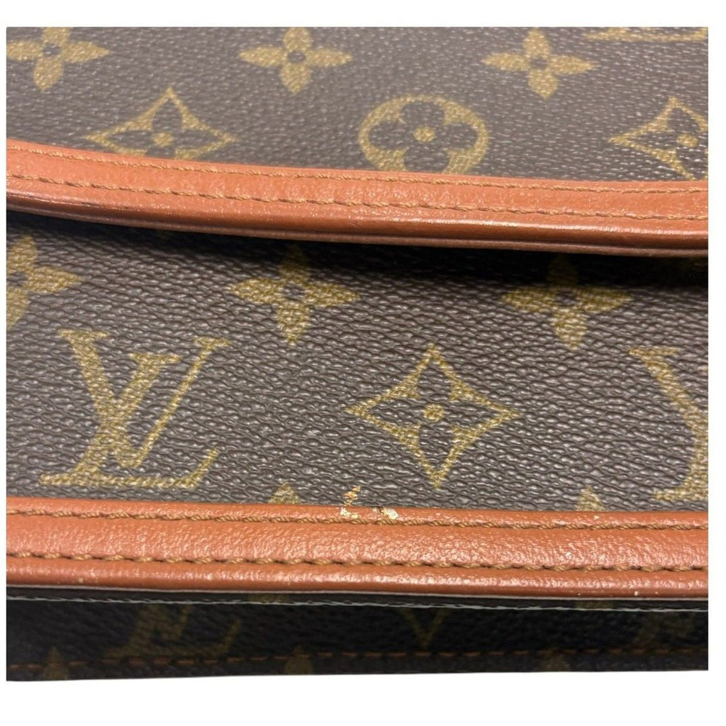 Louis Vuitton Monogram Pochette Dam Brown Gold Leather Clutch — view 6