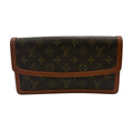 Louis Vuitton Monogram Pochette Dam Brown Gold Leather Clutch