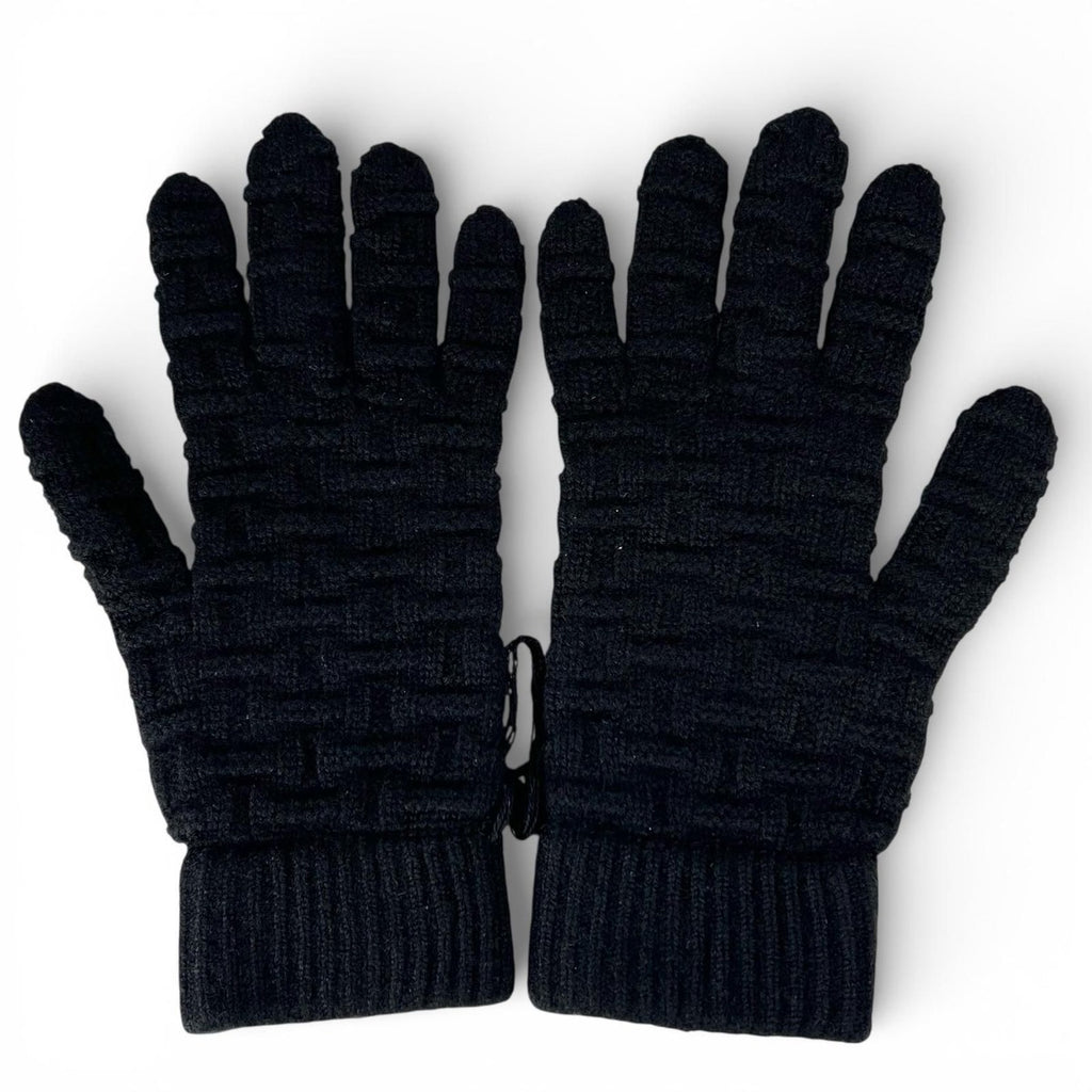 Hermes Cashmere Pattern Knit Gloves Black — view 3