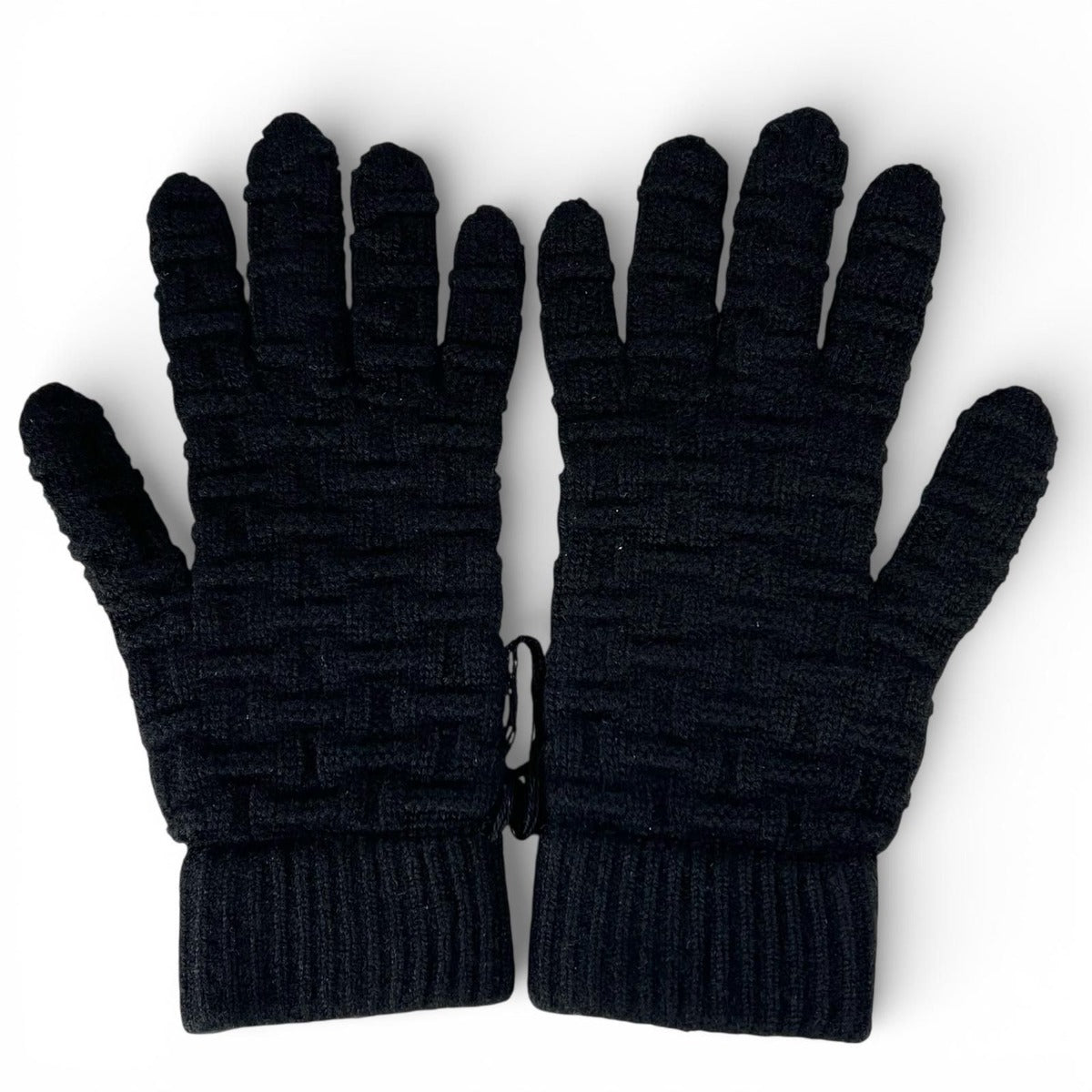 Hermes Cashmere Pattern Knit Gloves Black — view 3