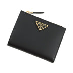 Prada Bifold Wallet Triangle Logo Compact Leather Black