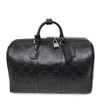 Gucci GG Embossed Boston Bag Black Leather 2-Way
