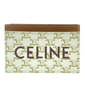 Celine Card Case Pass Compact Triomphe Logo Leather Ivory Brown