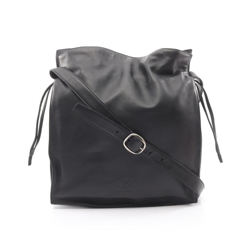 Loewe Shoulder Bag Flamenco 390.82.008 Black Leather Anagram