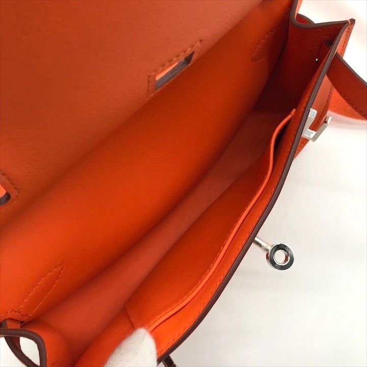 Hermes Items Jypsiere Mini Evercolor Orange Phardware Shoulder Bag — view 9