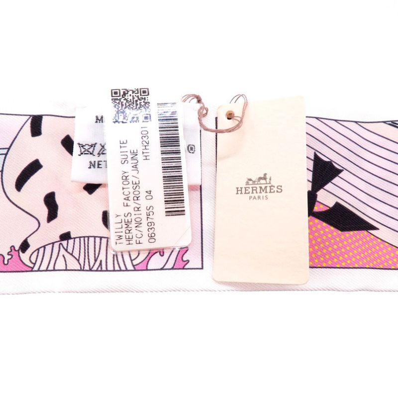 Hermes Twilly Factory Suit Scarf Silk Black 0106 — view 3