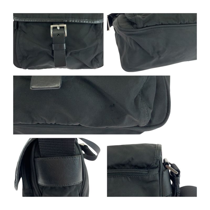 Prada Tessuto Triangle Logo Plate Black Silver Hardware Nylon Bt0173 — view 5