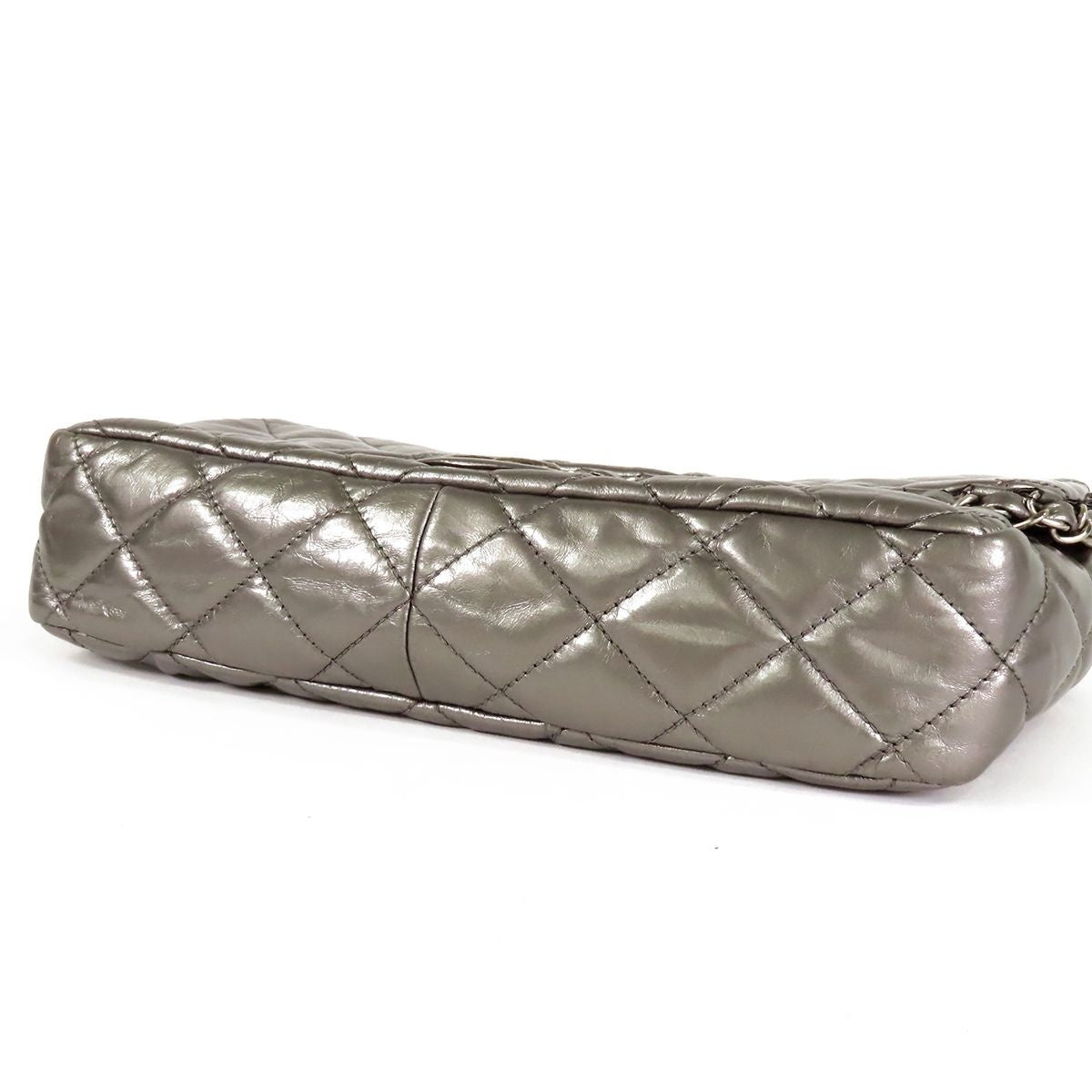 Chanel Line Chain Shoulder Bag Silver Leather — view 3