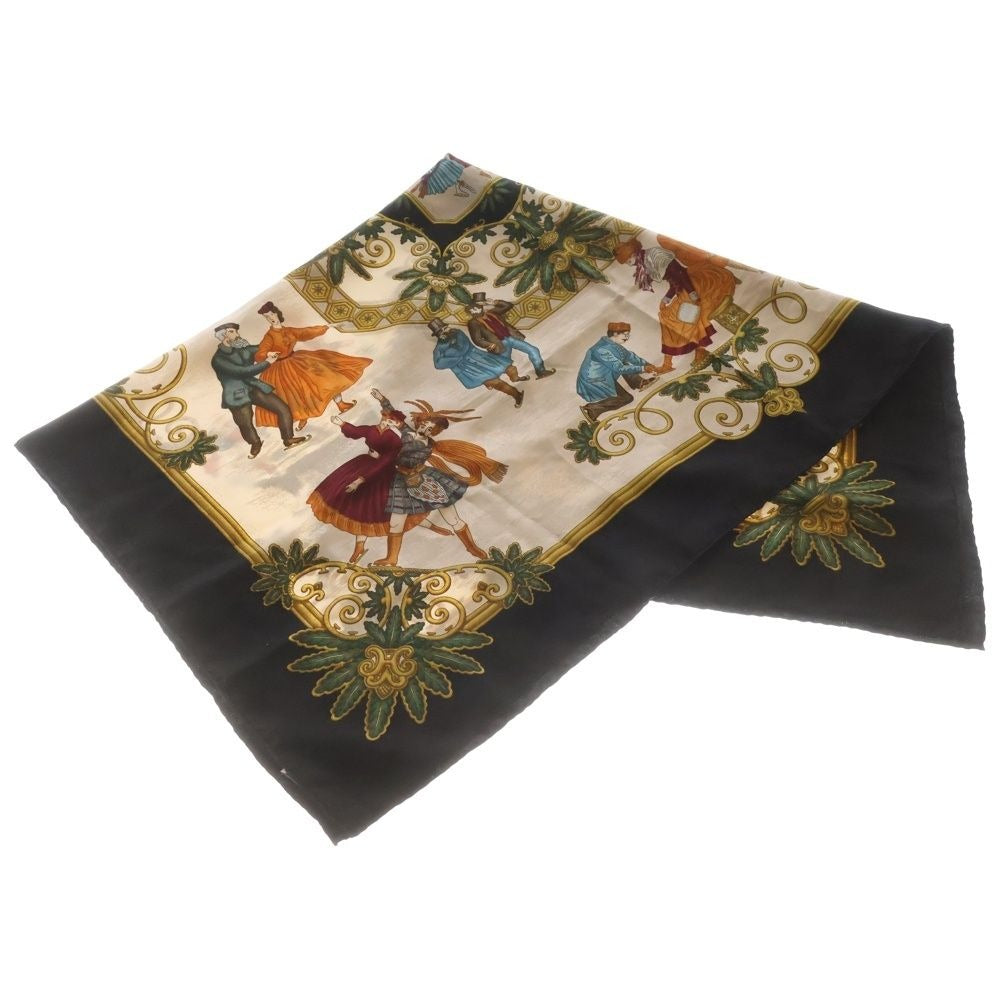 Hermes Carre 90 les Patineurs Joies Dhiver Winter Fun Scarf Black All Over