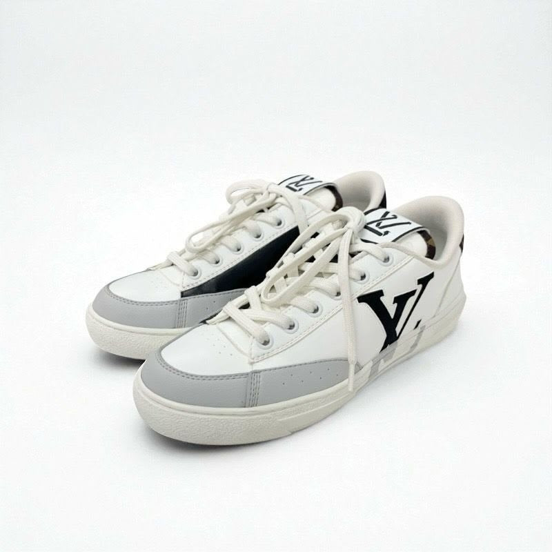 Louis Vuitton Charlie Line Monogram Sneakers Shoes Leather Fabric White Black
