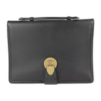 Gucci Cat Head Business Bag Leather Black Gold Hardware Clutch