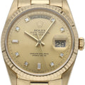 Rolex Day Date Watch Diamond Box 18k Yellow Gold Champagne Gold Polished