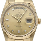 Rolex Day Date Watch Diamond Box 18k Yellow Gold Champagne Gold Polished