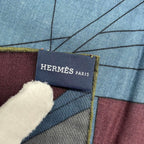 Hermes Force Centrifuge Carre 140 Nigel Peake Design Pilot Blue Wool X — view 7