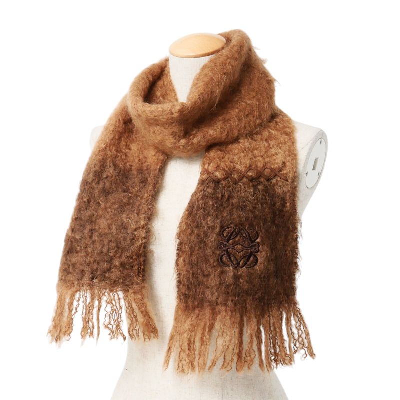 Loewe Scarf Anagram Logo Embroidery Shawl Fur Mohair — view 2