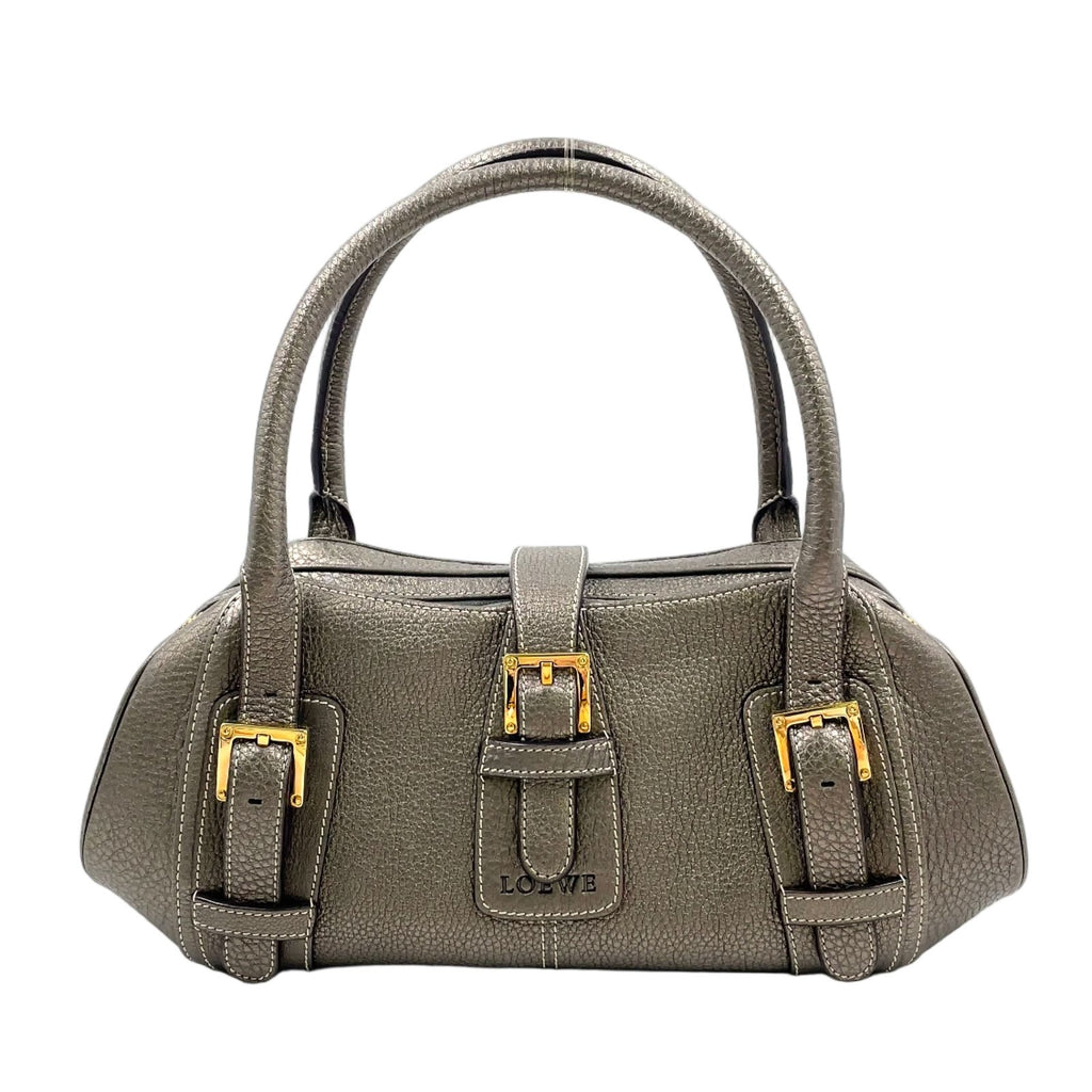 Loewe Senda Metallic Leather Brown Handbag Gold