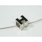 Hermes H Cube Necklace Pendant Metal Silver Hardware Black Accessories — view 3