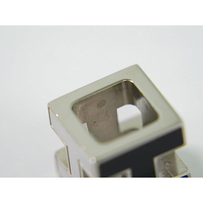 Hermes H Cube Necklace Pendant Metal Silver Hardware Black Accessories — view 4