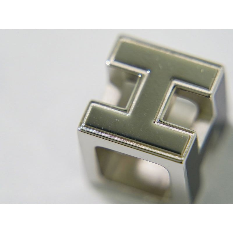 Hermes H Cube Necklace Pendant Metal Silver Hardware Black Accessories — view 5