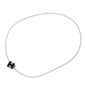 Hermes H Cube Necklace Pendant Metal Silver Hardware Black Accessories