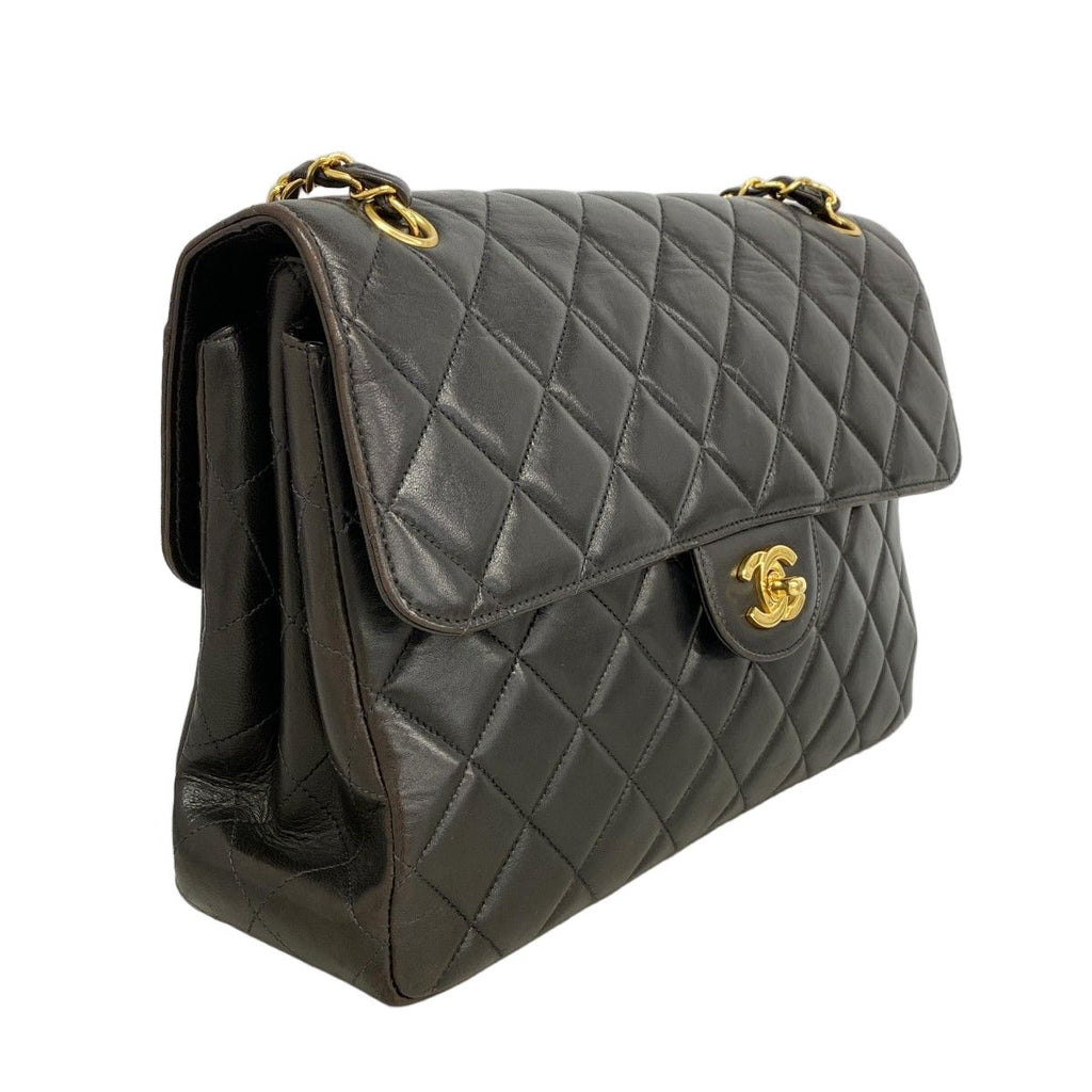 Chanel Shoulder Bag Deca Quilted Face Lambskin Black Gold — view 2