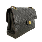 Chanel Shoulder Bag Deca Quilted Face Lambskin Black Gold — view 2