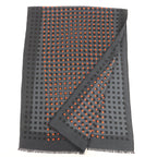 Hermes Cashmere Silk Dot Design with Fringe Large Shawl Stole Gray — view 2