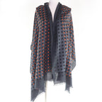 Hermes Cashmere Silk Dot Design with Fringe Large Shawl Stole Gray — view 3