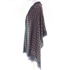 Hermes Cashmere Silk Dot Design with Fringe Large Shawl Stole Gray — view 4