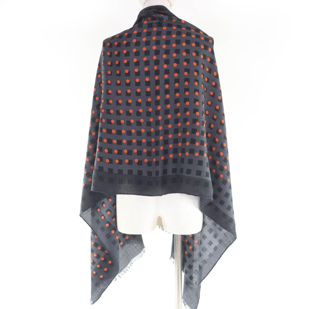 Hermes Cashmere Silk Dot Design with Fringe Large Shawl Stole Gray — view 5