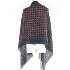 Hermes Cashmere Silk Dot Design with Fringe Large Shawl Stole Gray — view 5