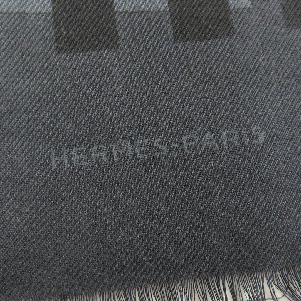 Hermes Cashmere Silk Dot Design with Fringe Large Shawl Stole Gray — view 6