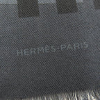 Hermes Cashmere Silk Dot Design with Fringe Large Shawl Stole Gray — view 6
