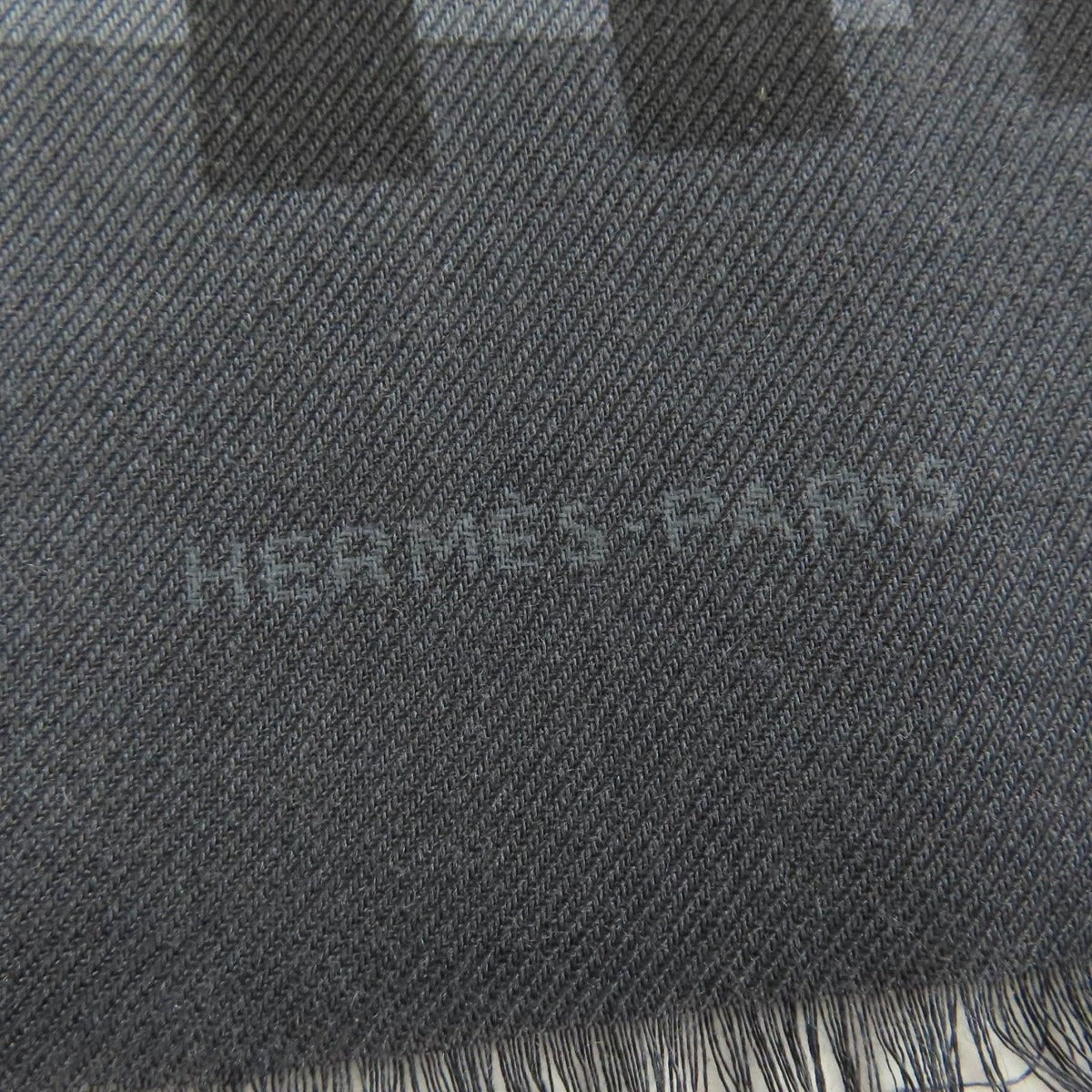 Hermes Cashmere Silk Dot Design with Fringe Large Shawl Stole Gray — view 6