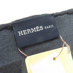 Hermes Cashmere Silk Dot Design with Fringe Large Shawl Stole Gray — view 8